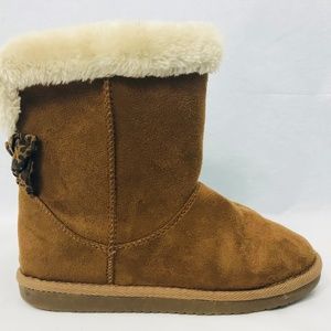 Sonoma Girls Boots Tan Leopard Bows Sz 3